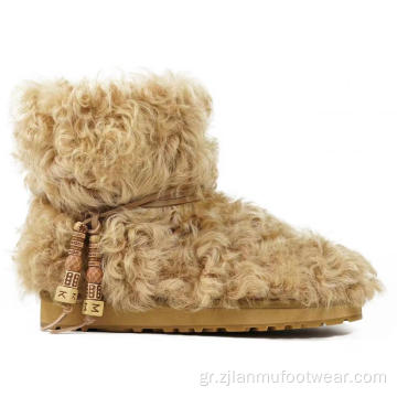 2023 μόδα μη-ολισθητή Flat Sheepskin Χειμερινό χιόνι μπότες